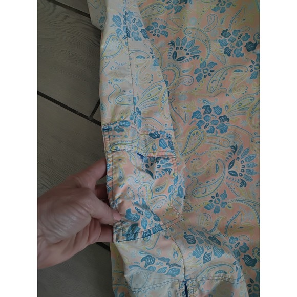 Sahalie Womens Large Pink Blue Paisley Nylon Sleeveless Cargo Pocket Shift Dress - Picture 5 of 5